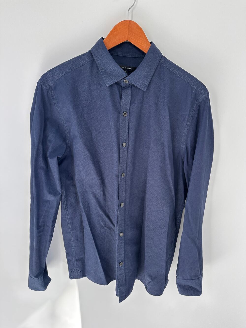 ROBERT BARAKETT Men's Collared Long Sleeve Shirt // L
